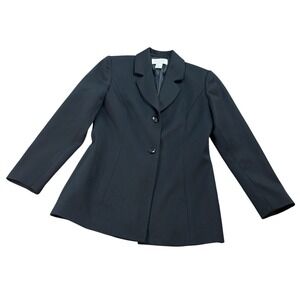 Petite Sophisticate Womens Black 100% Wool 2 Button Blazer Jacket Size 2P